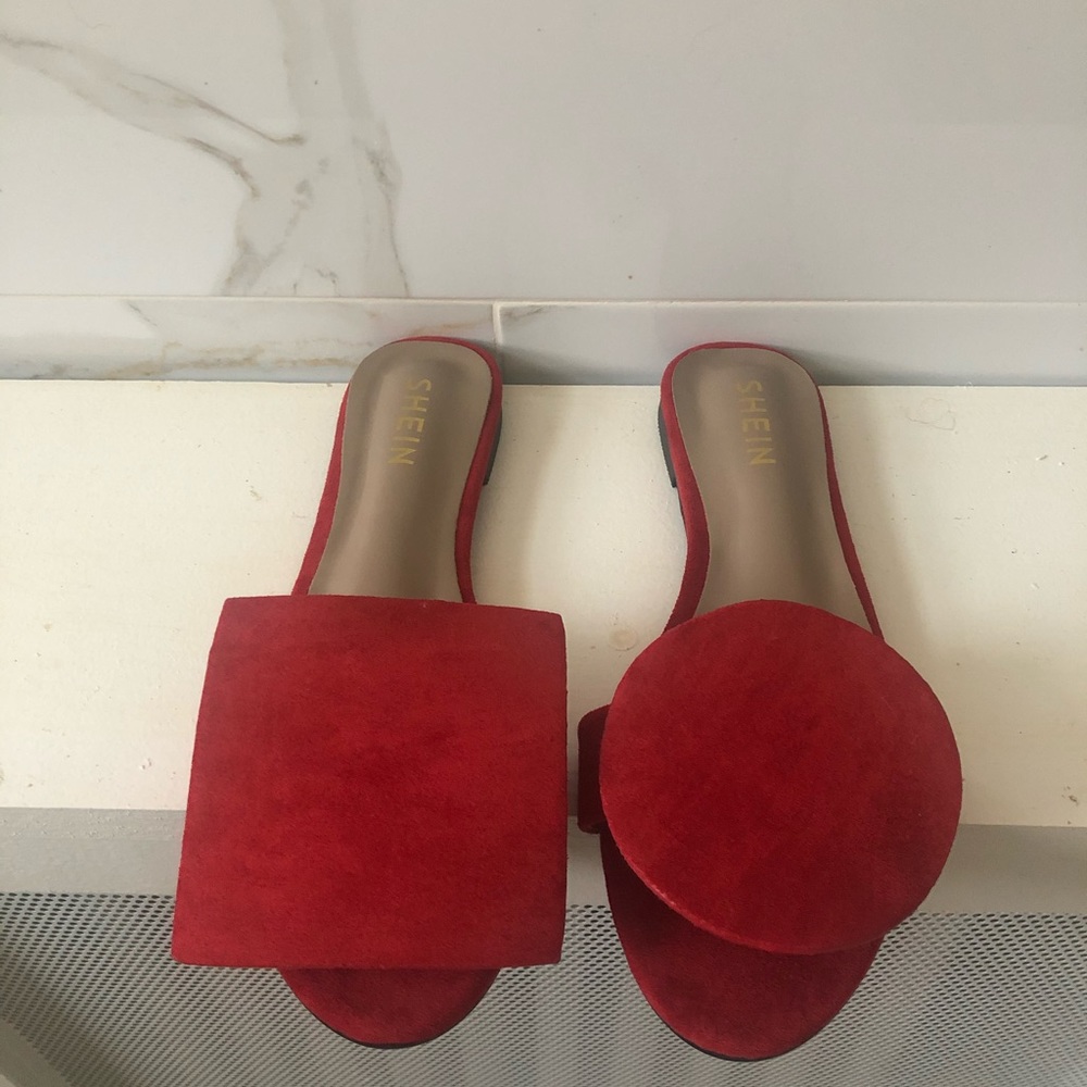 Red Asymmetrical Flats